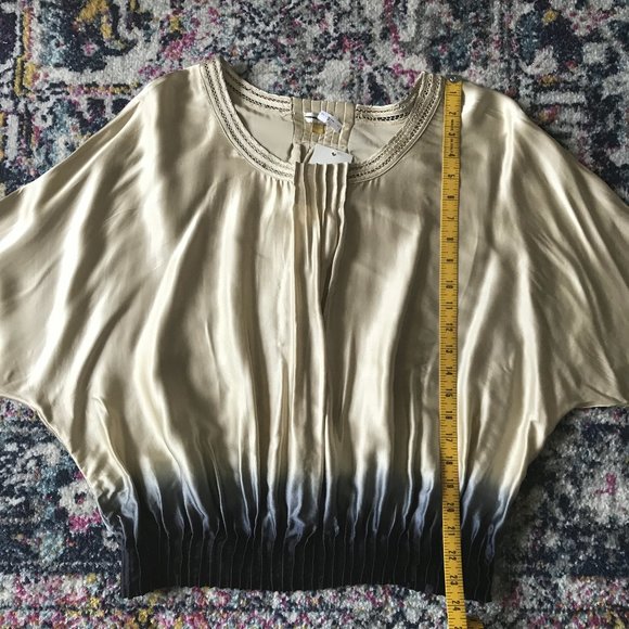 Anthropologie Leifsdottir Cream and Blue Ombré Silk Blouse - Picture 7 of 7